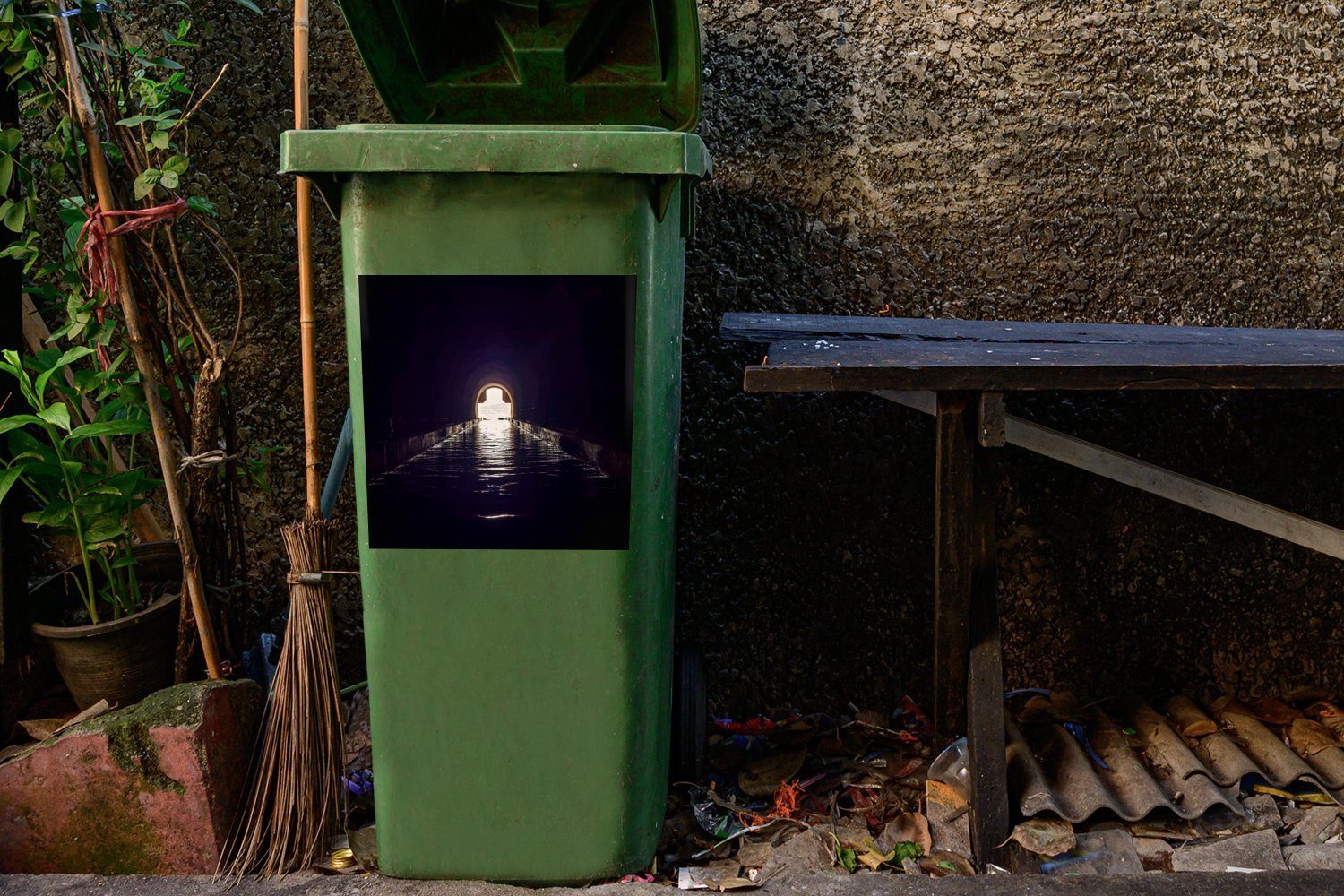 Mülltonne, Der St), Mülleimer-aufkleber, ein Abfalbehälter einem (1 Container, Wandsticker Sticker, Eingang MuchoWow U-Boot für zu Bunker