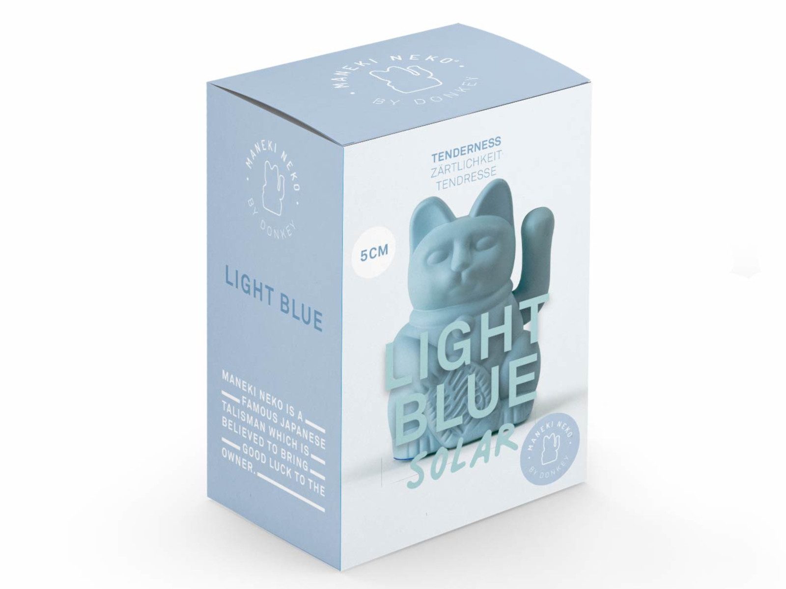 Donkey Products Dekofigur Lucky Cat Solar Winkekatze hellblau 6,5cm