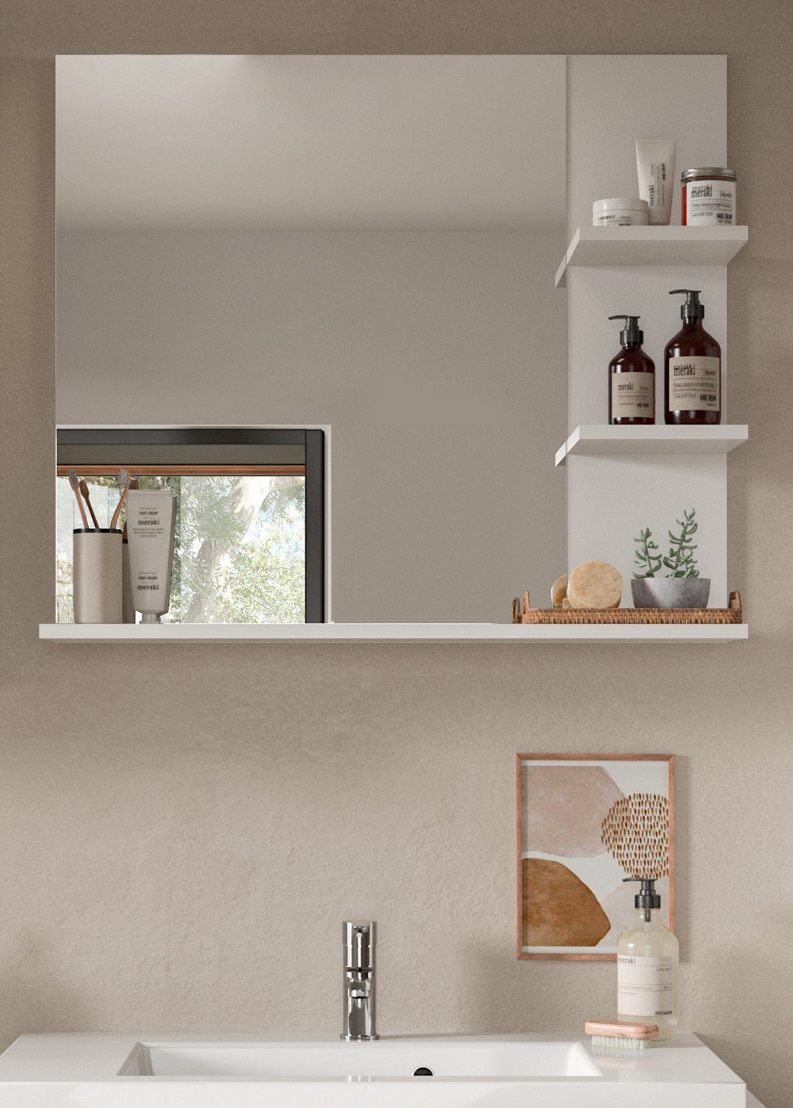 70 weiß x xonox.home mit Wandspiegel Laredo (Badspiegel 80 in cm) Regal,