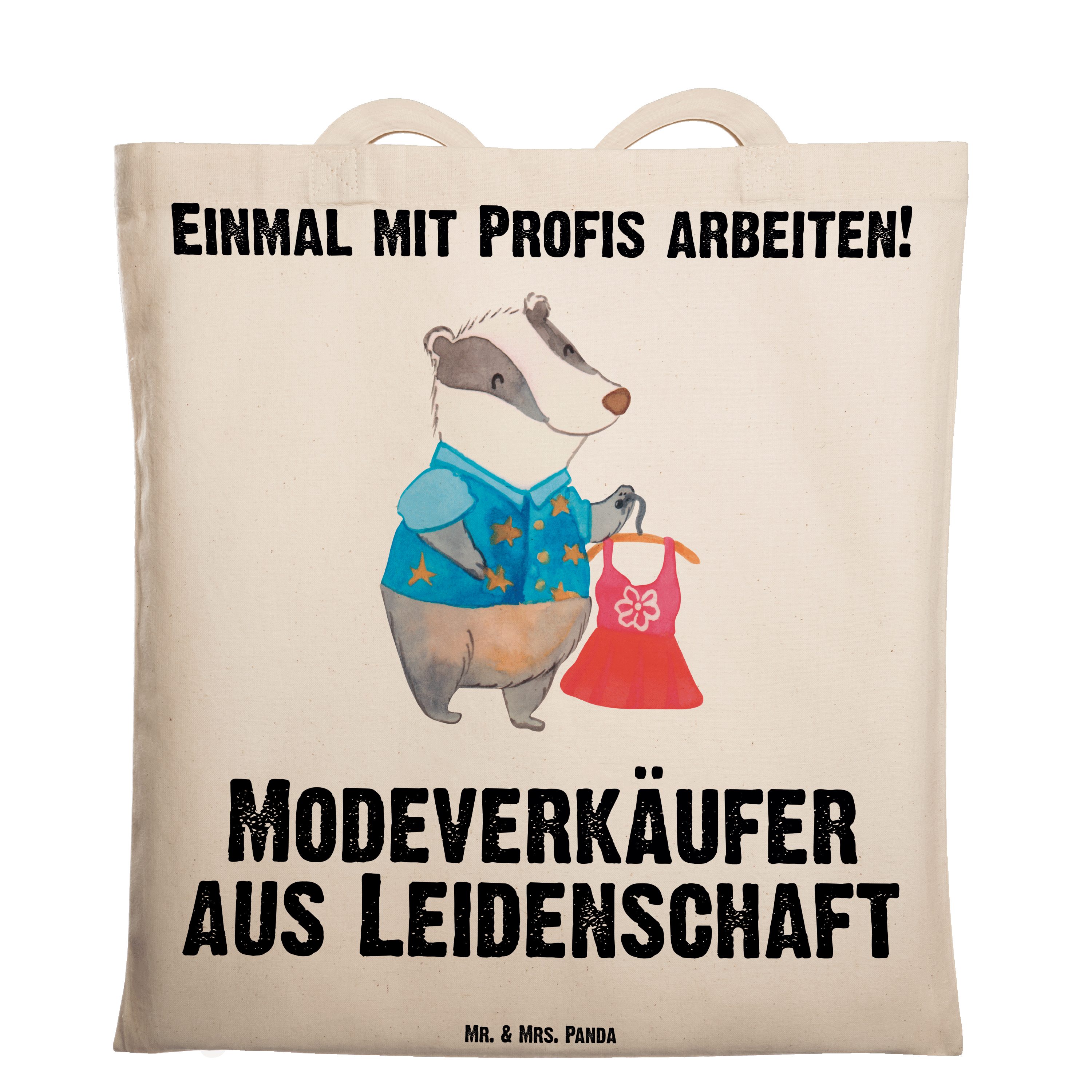 Mr. & Mrs. Panda Tragetasche Modeverkäufer aus Leidenschaft - Transparent - Geschenk, Kollege, Kol (1-tlg)