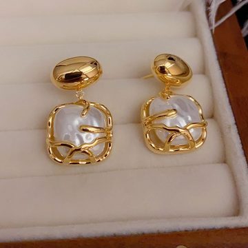 LAKKEC Paar Ohrhänger Stilvoll Anhänger Ohrringe Metall Perlen-Bräute Ohrringe Damenschmuck, Geeignet für Hochzeiten, Partys