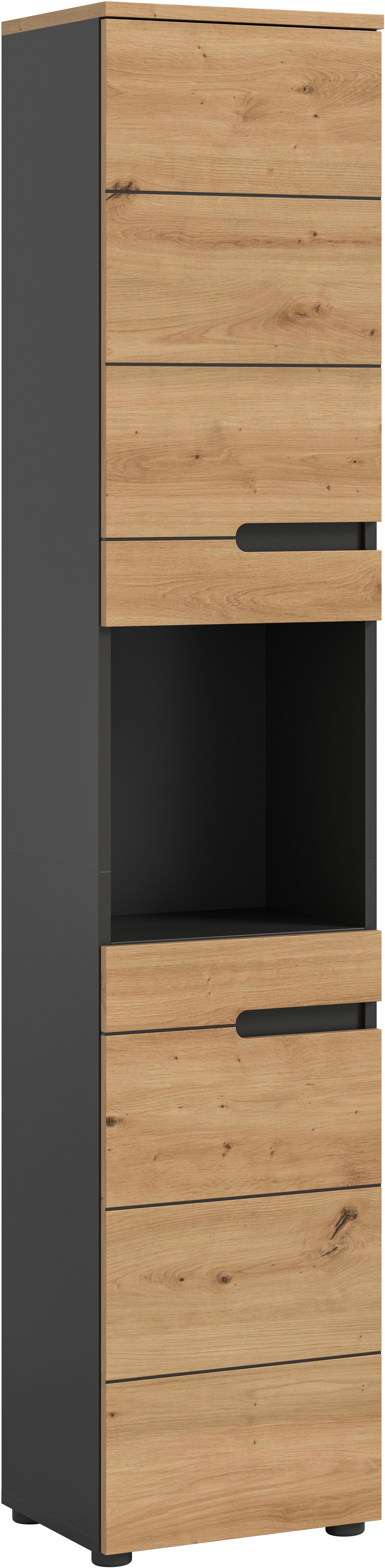 welltime Hochschrank REHAT, Türen mit Soft-Close, eingefasste Griffaussparung in der Front BxHxT: 38x193x34 cm, 2 Türen, 5 Fächer