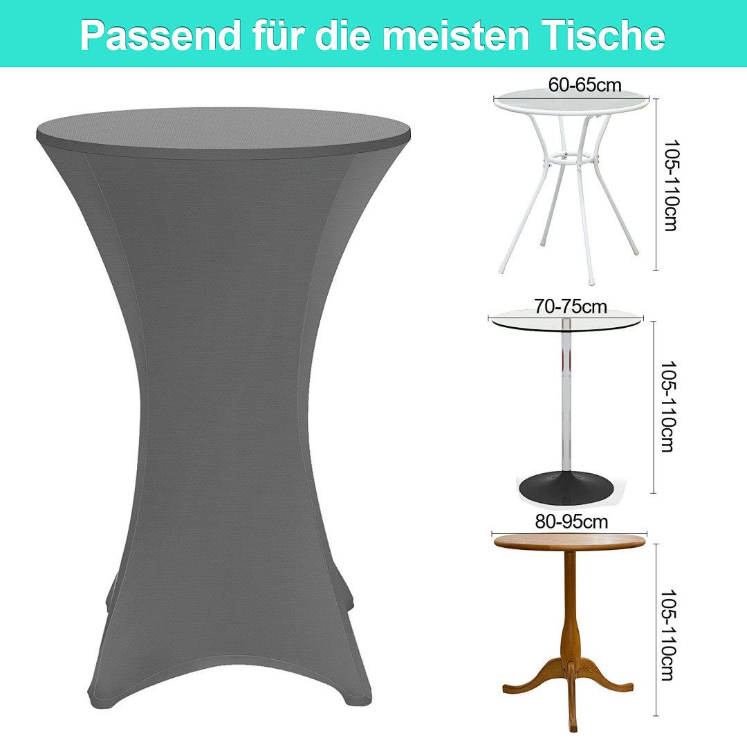 Clanmacy Stehtischhusse 2× Stehtischhusse Stretch Grau Ø70×110 – Elastischer Bistrotisch