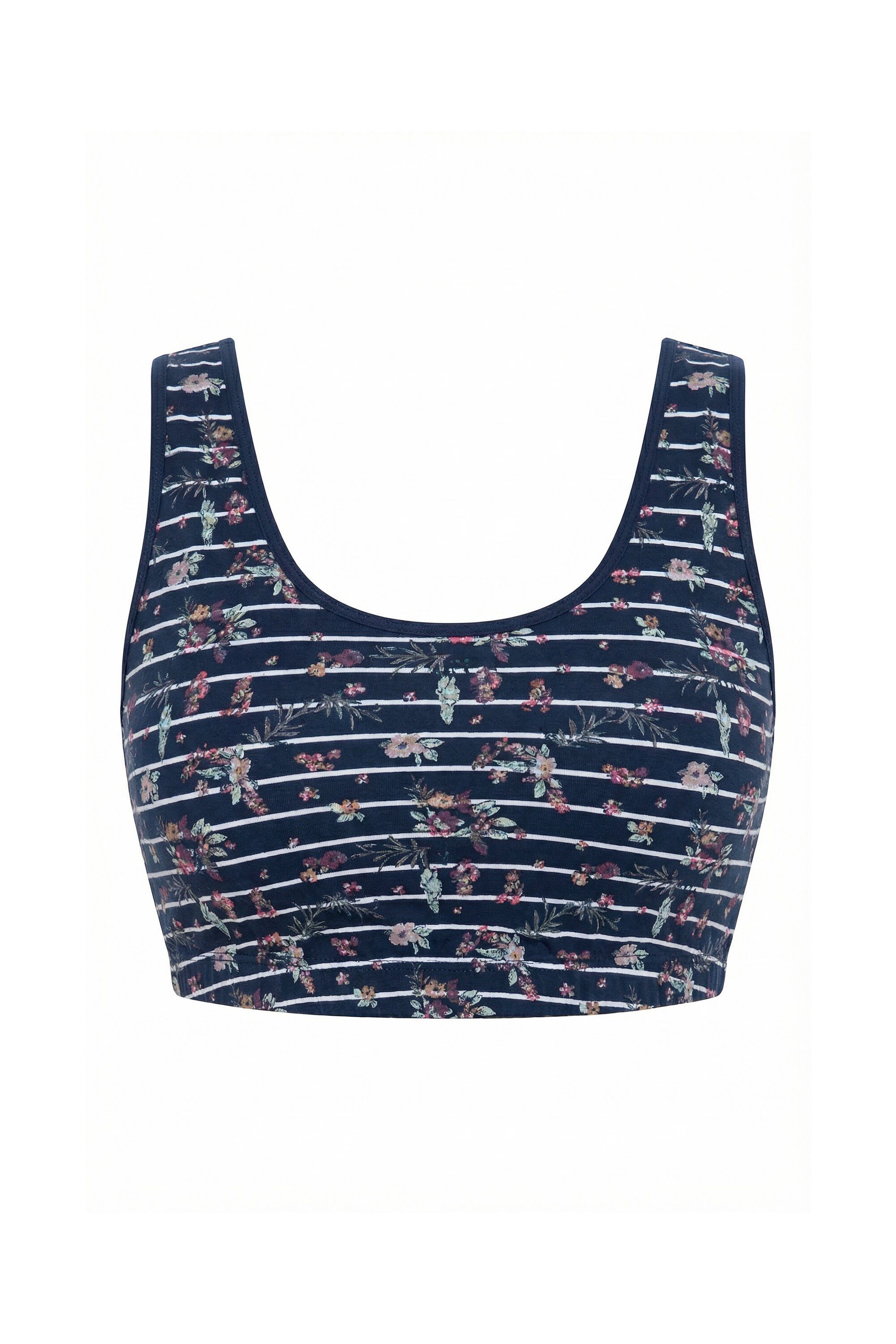 Ulla Popken Bustier Bustier Ringel/Blüten Rundhalsausschnitt