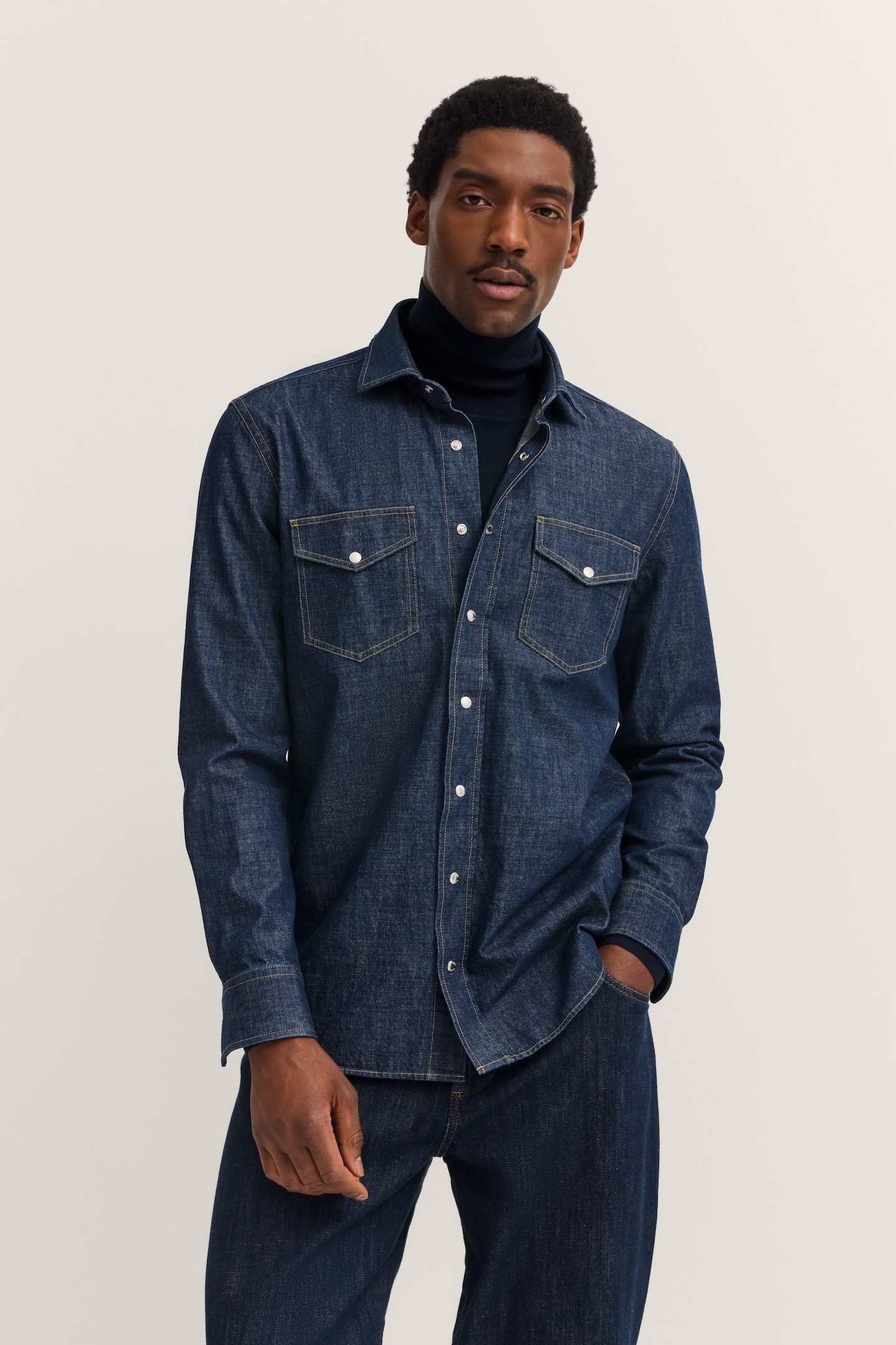 bugatti Jeanshemd Druckknöpfe im Modern Fit günstig online kaufen