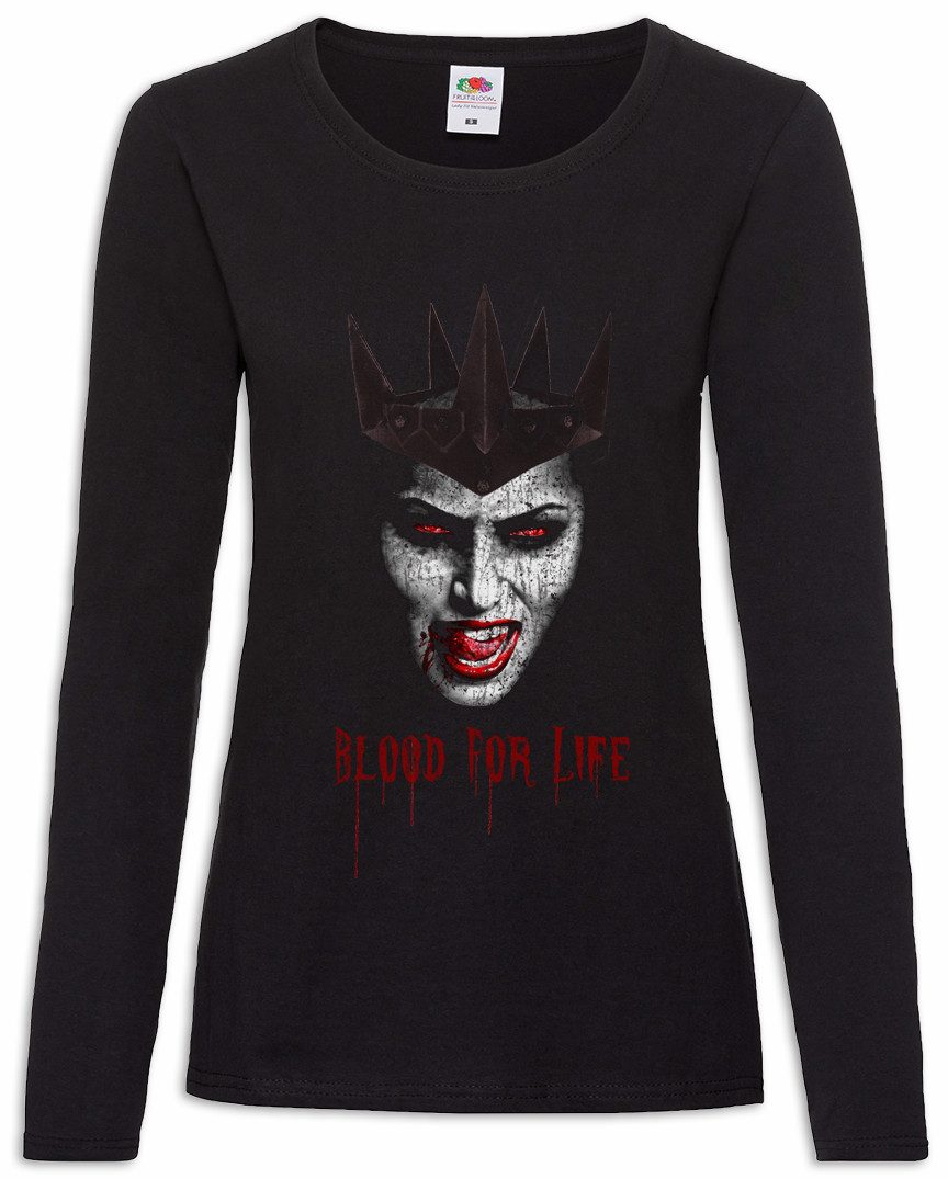 Langarmshirt Vampire Blood For Life Damen Langarmshirt Vampir Blut True Gebiss