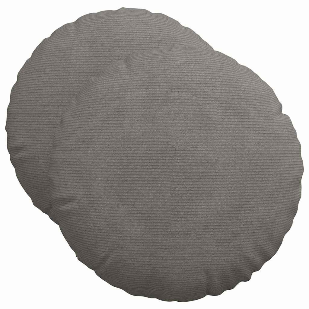 vidaXL Sitzauflage Sitzkissen 2 stk. Cordstoff Hellgrau Ø50 x 19 cm, (2 St)
