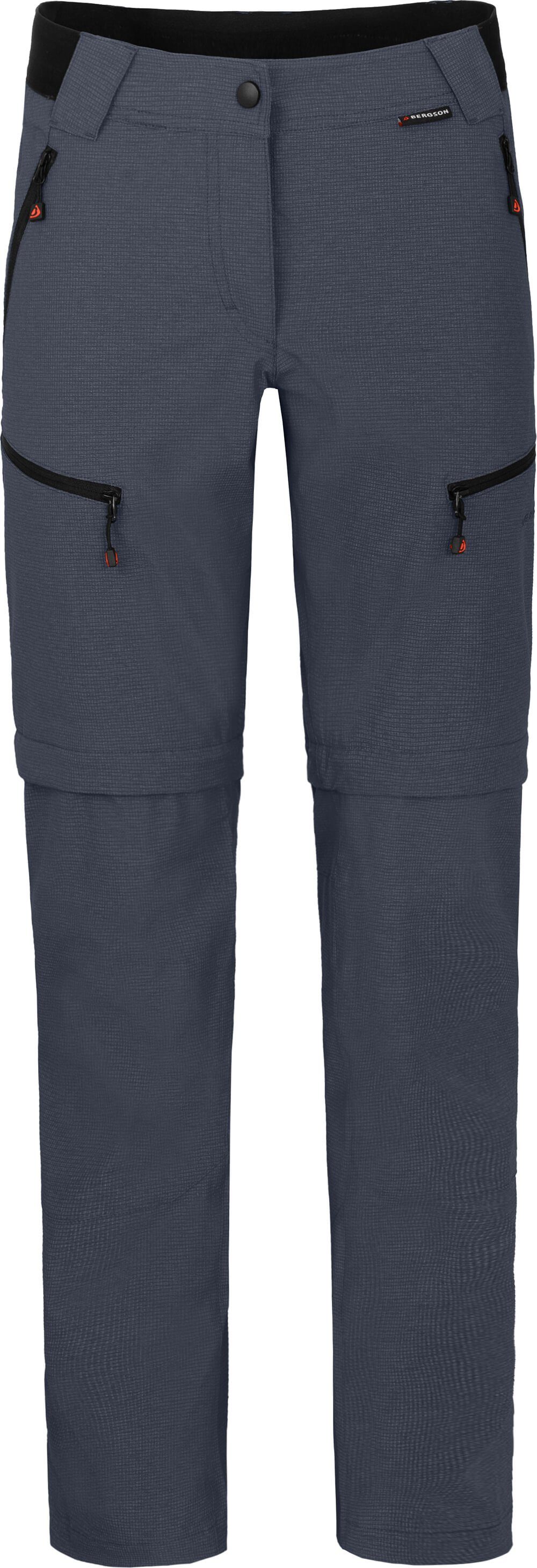 Bergson Zip-off-Hose PORI Zipp-Off grau/blau elastisch, Wanderhose, Normalgrößen, Damen robust