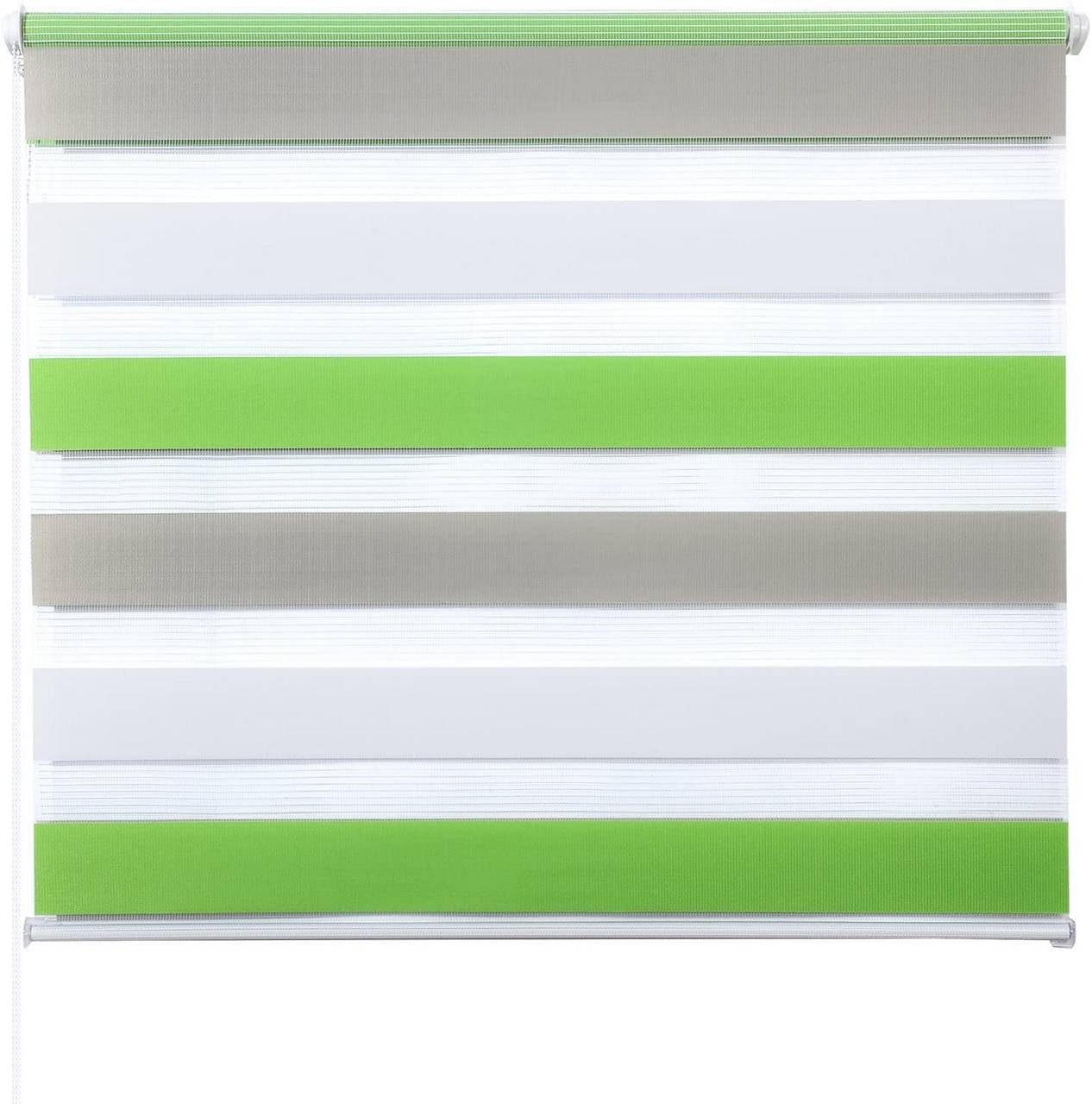 Doppelrollo, EUGAD, abdunkelnd, freihängend, weiß-grün-grau Bohren ohne Klemmfix Klemmfix