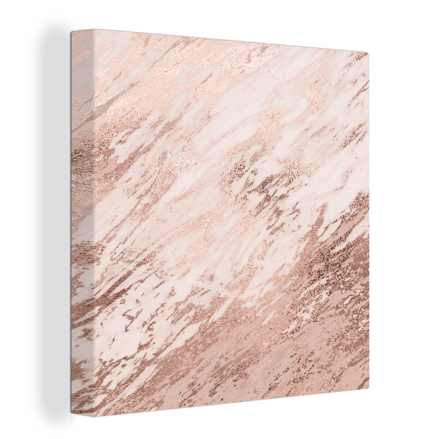 OneMillionCanvasses® Leinwandbild Marmor Schlafzimmer St), (1 - Rosa - für Gold, Muster Leinwand - Wohnzimmer Bilder