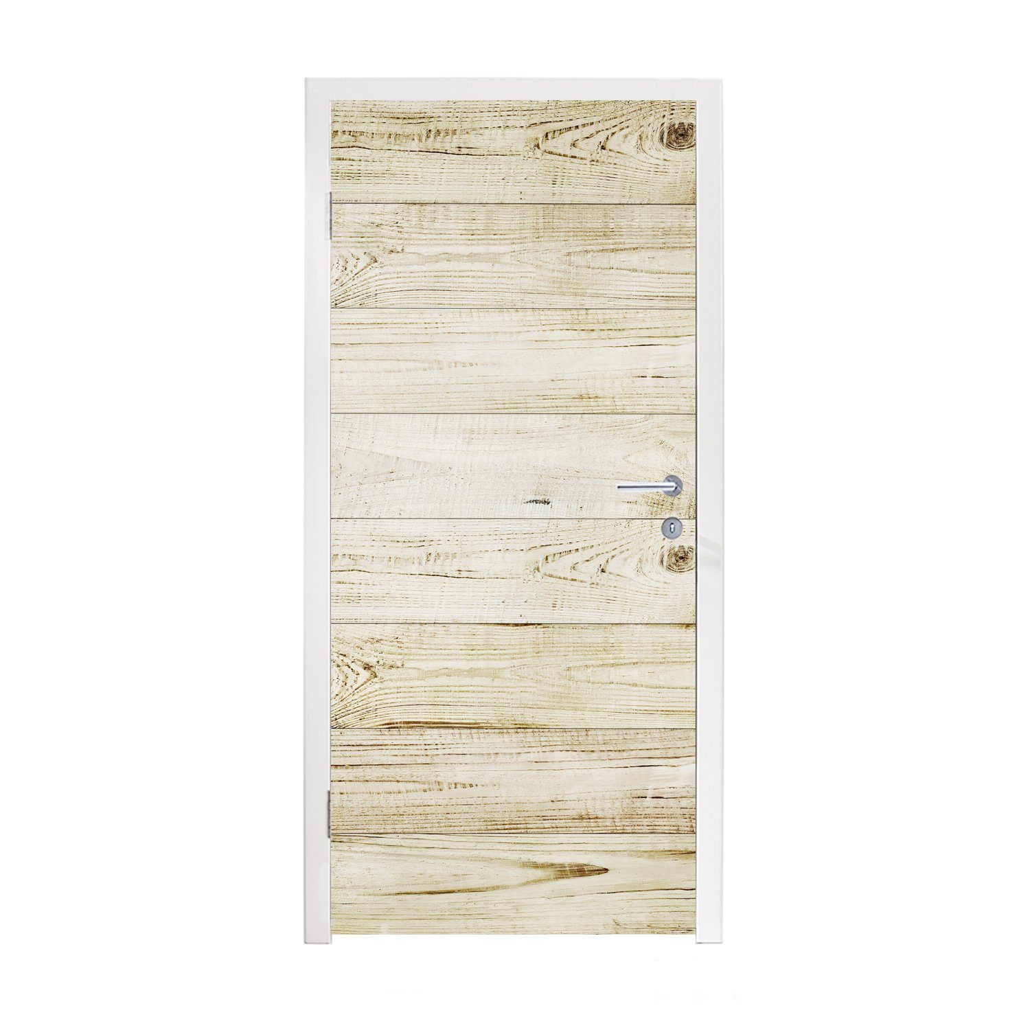 MuchoWow Türtapete Vintage - Holz - Regal - Boden, Matt, bedruckt, (1 St), Selbstklebende Tapete, Folie für Möbel, 75x205 cm