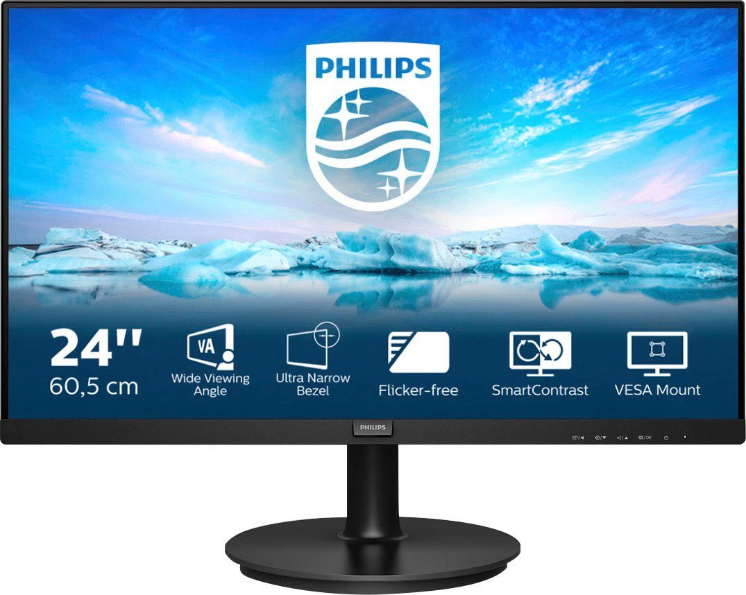 Philips 241V8LA LCD-Monitor (60,5 ms Hz, Reaktionszeit, x px, 4 ", 75 HD, 1920 VA cm/24 LCD) 1080 Full