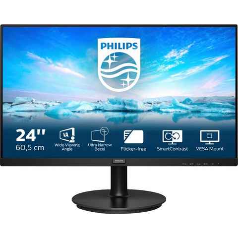 Philips 241V8LA LCD-Monitor (60,5 cm/24 ", 1920 x 1080 px, Full HD, 4 ms Reaktionszeit, 75 Hz, VA LCD)