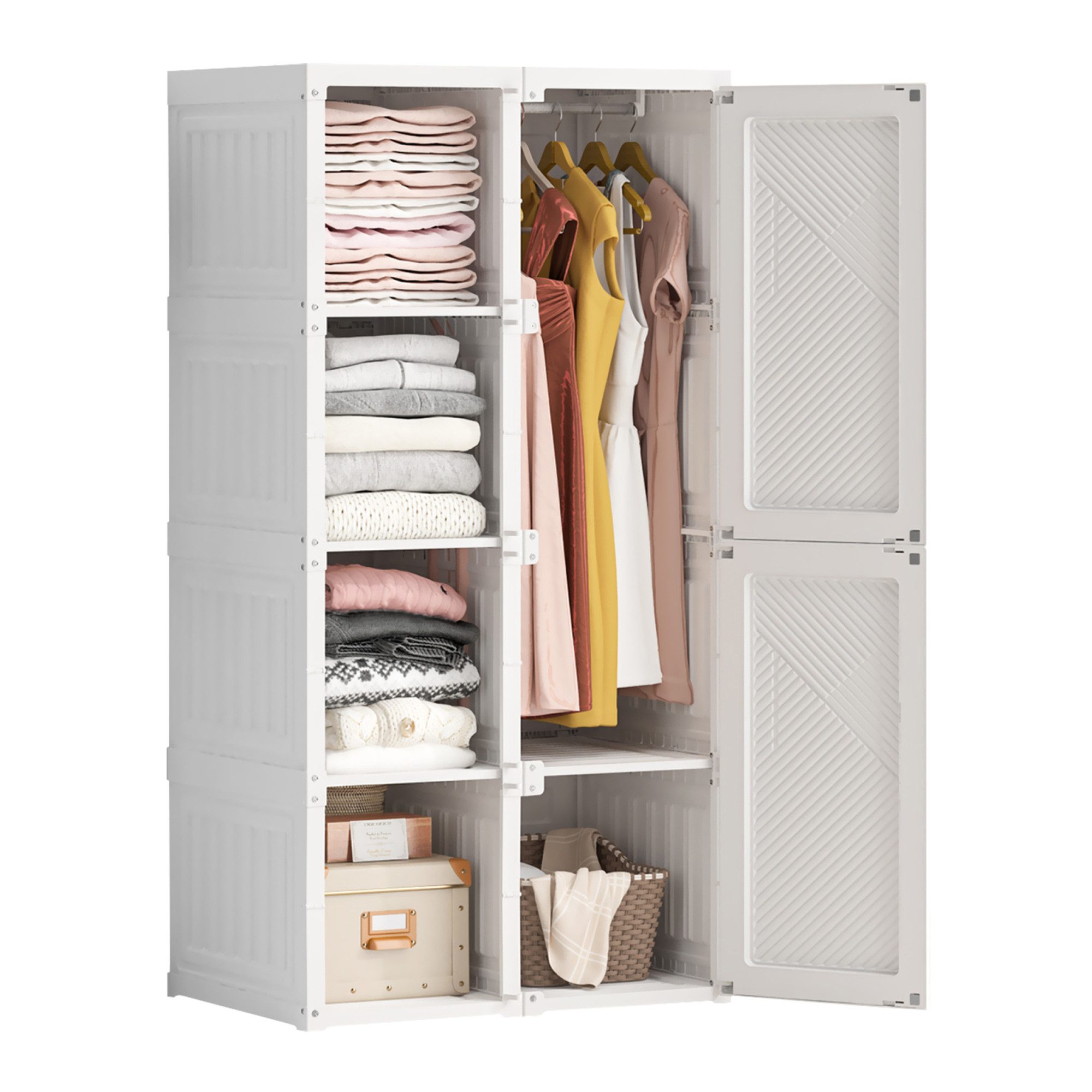 SEEZSSA Kleiderschrank Faltbarer Kleiderschrank,Garderobenschrank,Hochschrä günstig online kaufen