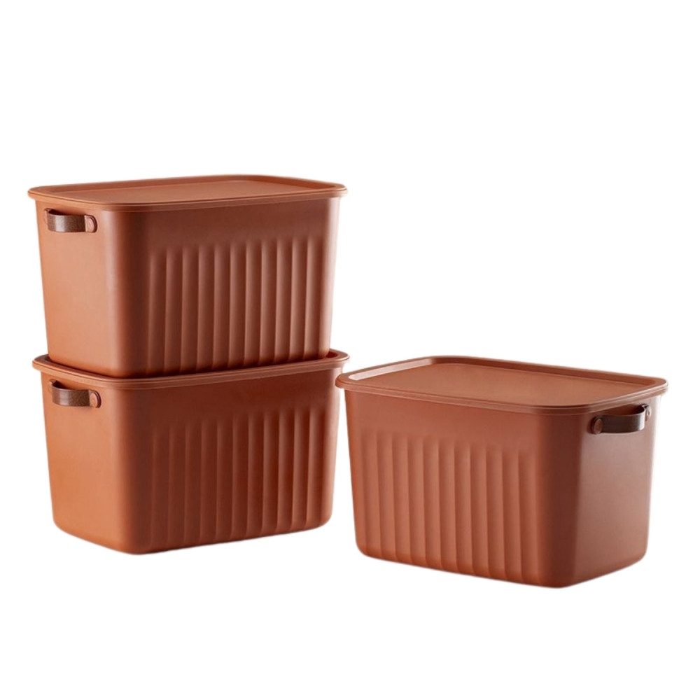 Luxury Bites Aufbewahrungsbox mit Deckel, 20L-15L -10L BPA-freie Kunststoff, nestbar und stapelbar (6 Farben, 9 Farbkombiationen, 3er Set)