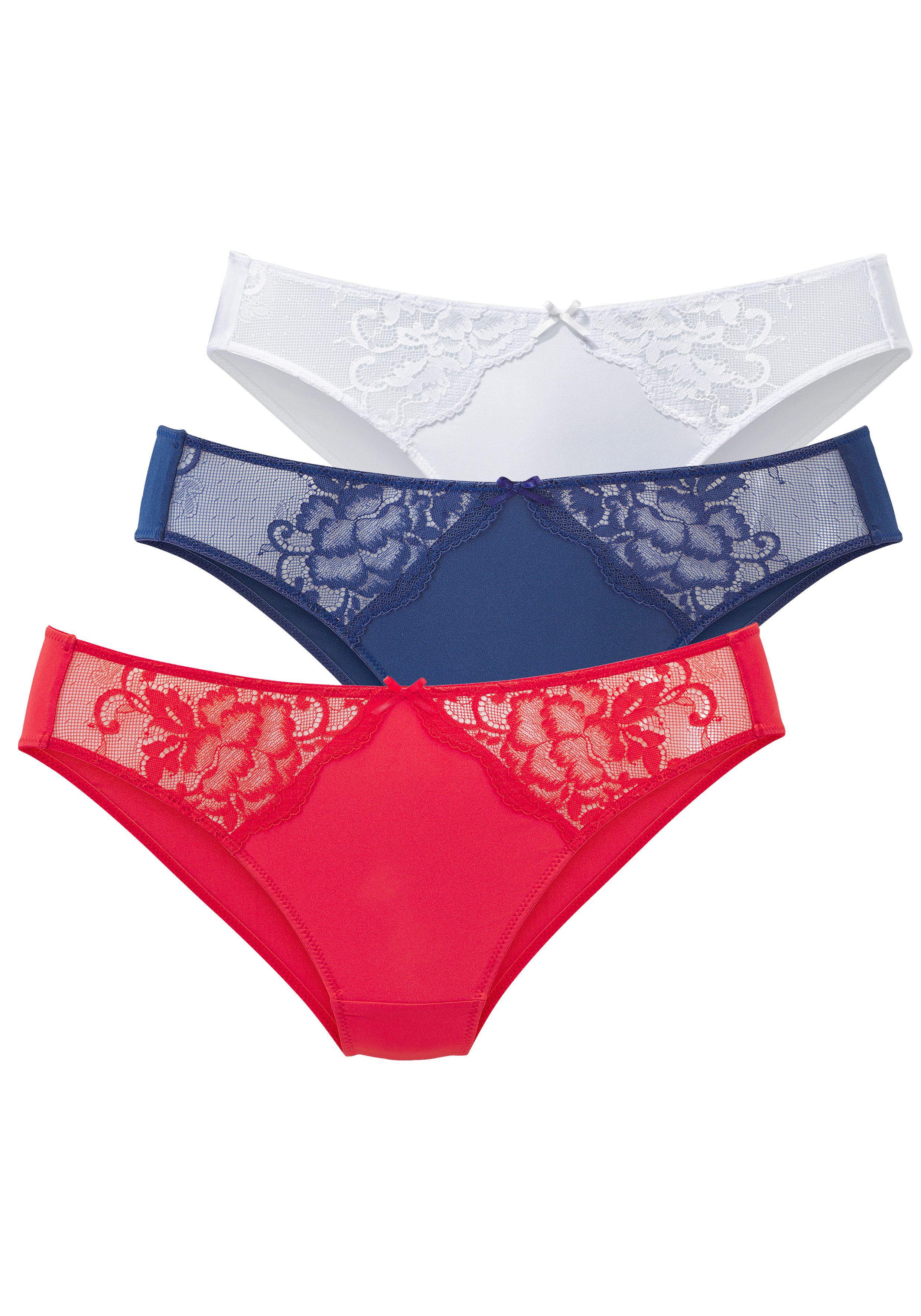 petite fleur by Lascana Slip (Packung, 3 Stück) mit floraler Spitze und weichem Microtouch