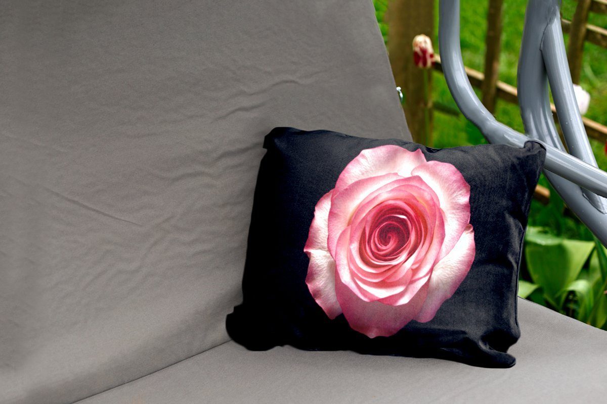 MuchoWow Dekokissen Rose Kissenhülle Rosa - - Blätter, Outdoor-Dekorationskissen, Dekokissenbezug, Polyester