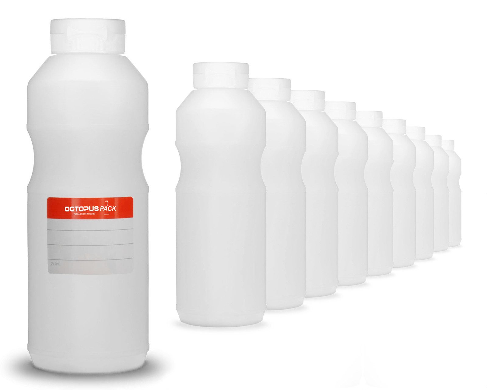OCTOPUS Kanister 10x Quetschflaschen, Ketchupflaschen 500ml, Beschriftungsetiketten (10 St)