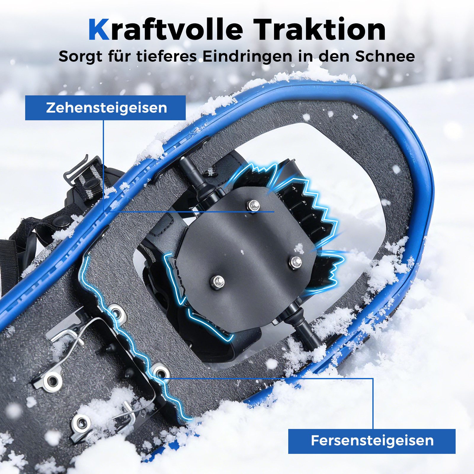 COSTWAY Schneeschuhe, mit Trekkingstöcken, Schuhgröße 35-40 bis 68kg