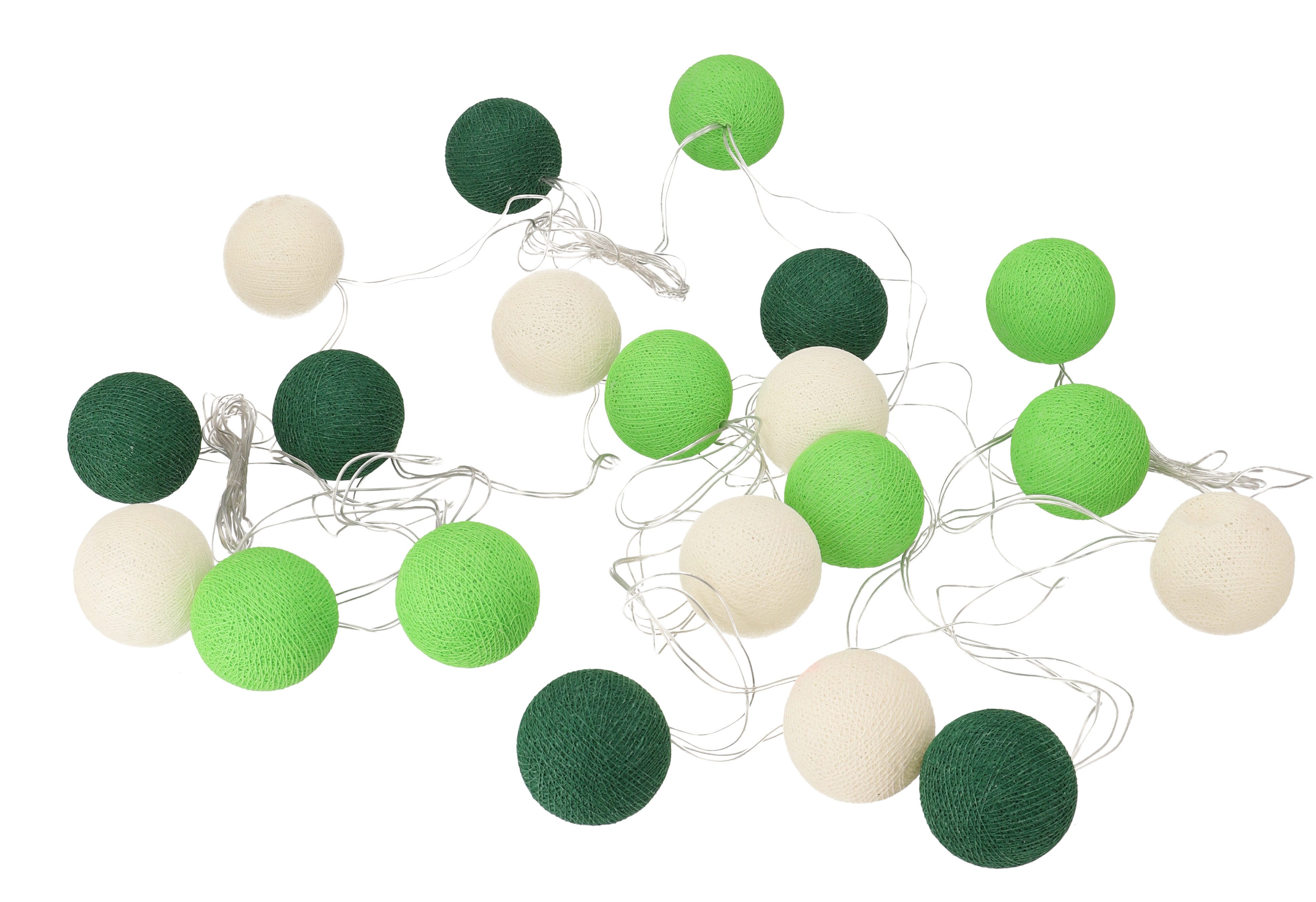 Guru-Shop LED-Lichterkette Stoff Ball Batterielichterkette 3xAA 20`er LED..