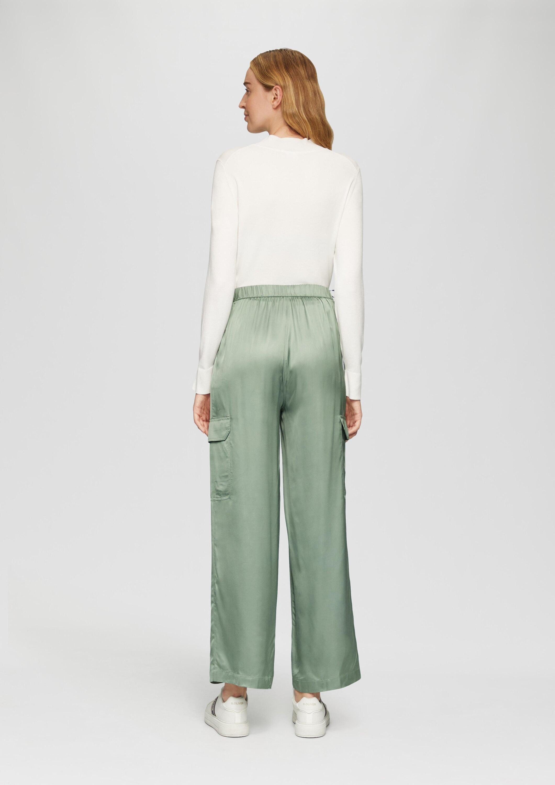 s.Oliver Chinos Hose Satinhose mit Cargotaschen