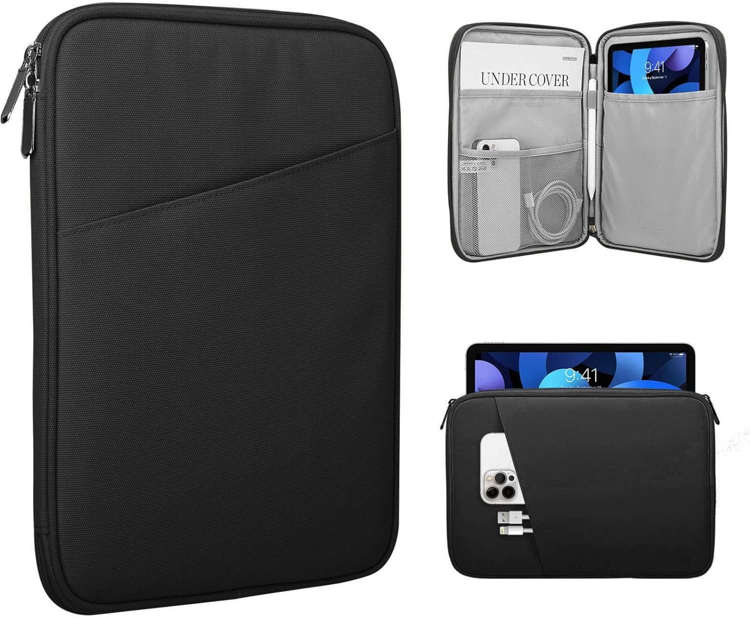 FELIXLEO Tablet-Hülle 9-11 Zoll Tablet Tasche für iPad Air 11 & Galaxy Tab, Schwarz