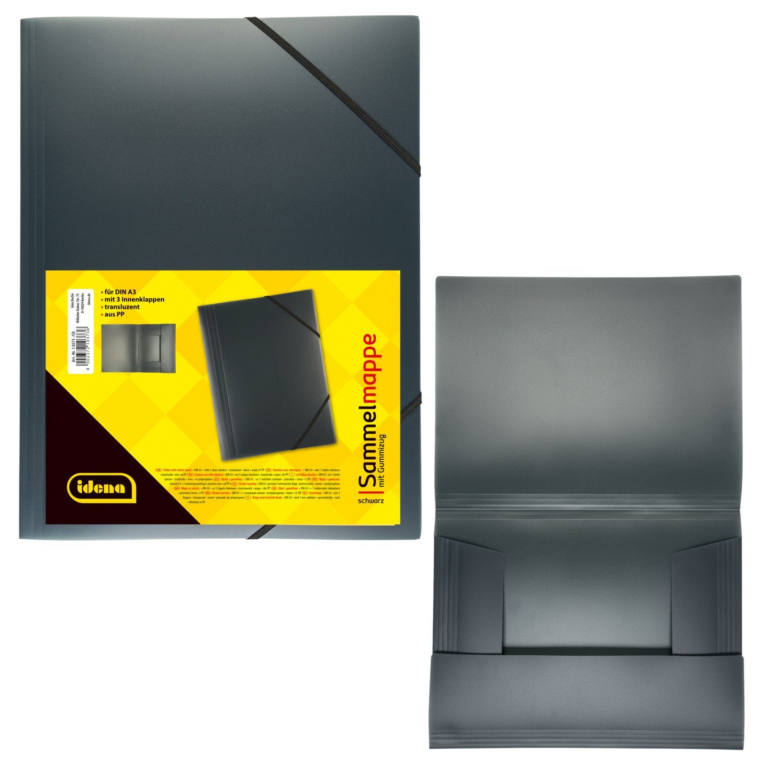 Idena Hefter Idena 10373 - Sammelmappe mit Gummizug für DIN A3, aus Polypropylen