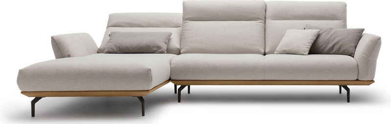 hülsta sofa Ecksofa hs.460, Sockel in Nussbaum, Winkelfüße in Umbragrau, Breite 318 cm