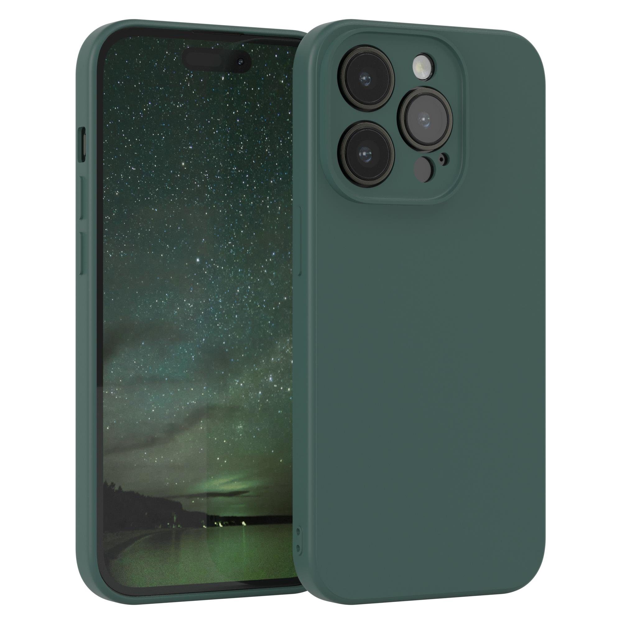 EAZY CASE Handyhülle TPU Hülle für Apple iPhone 14 Pro 6,1 Zoll, Silikon Schutzhülle mit Kameraschutz kratzfest bumper Grün / Nachtgrün
