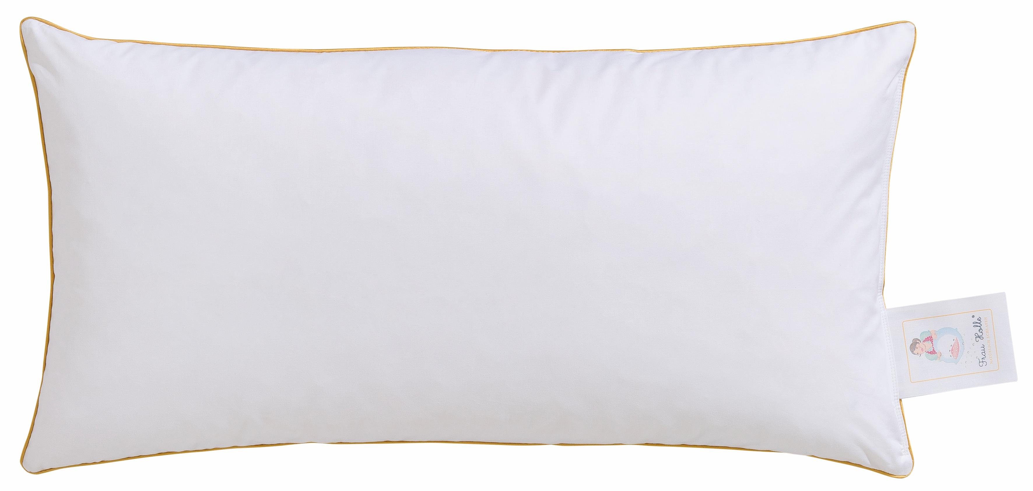 Frau Holle Daunenkissen Frau Holle, Kissen made in Germany, Füllung: 100% Gänsedaunen, Bezug: 100% Baumwolle, Bauchschläfer, Rückenschläfer, Seitenschläfer, Kopfkissen 40x80 cm, 80x80cm, weich