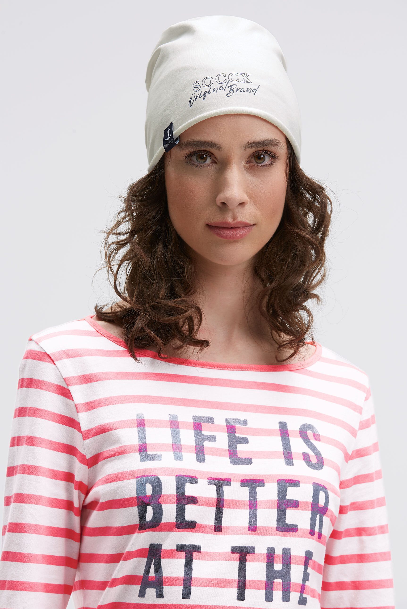 SOCCX Beanie mit Rollsaum