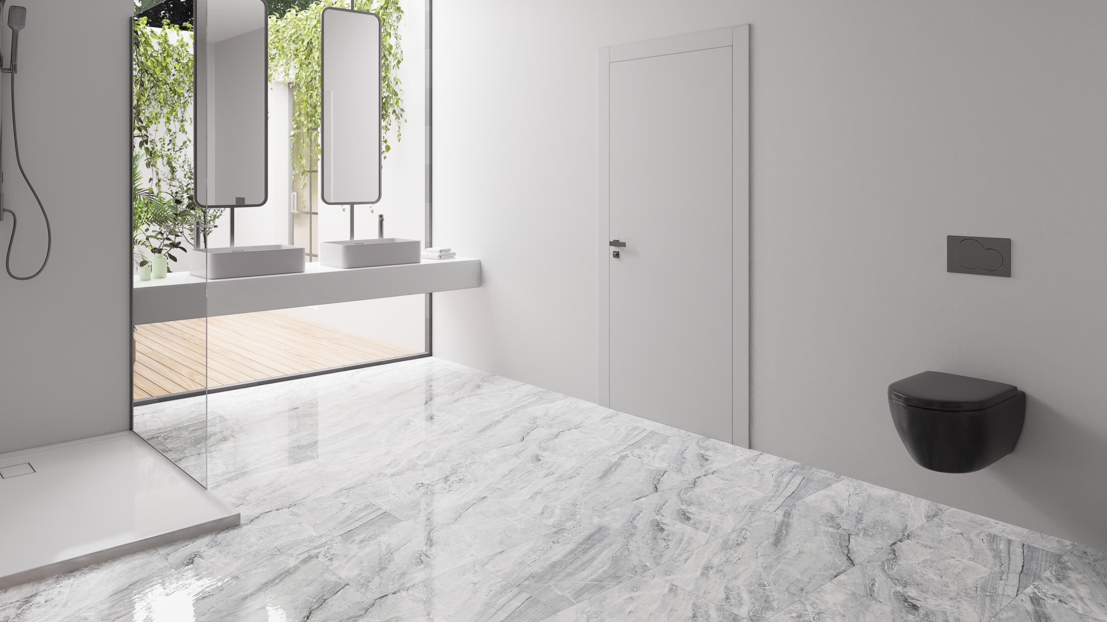 Check Vinylboden ; Klick-Vinyl >>2160 Glehner Marmor<<, Hochglanz-Fliese XL, inkl. Trittschalldämmung, In 1 Packung: 6 Paneele - 2,341m², 1 Packung: 6 Paneele - 2,341m²