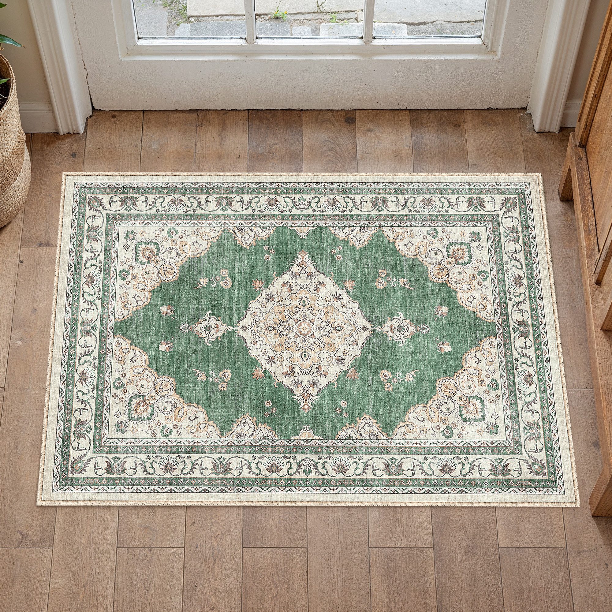 PURECOZY Teppich Vintage Design, Rutschfest, Waschbar, Abstrakt, Rechteckig, rechteckig, Höhe: 6.1 mm, Geeignet für verschiedene Innenräume, 60x90cm