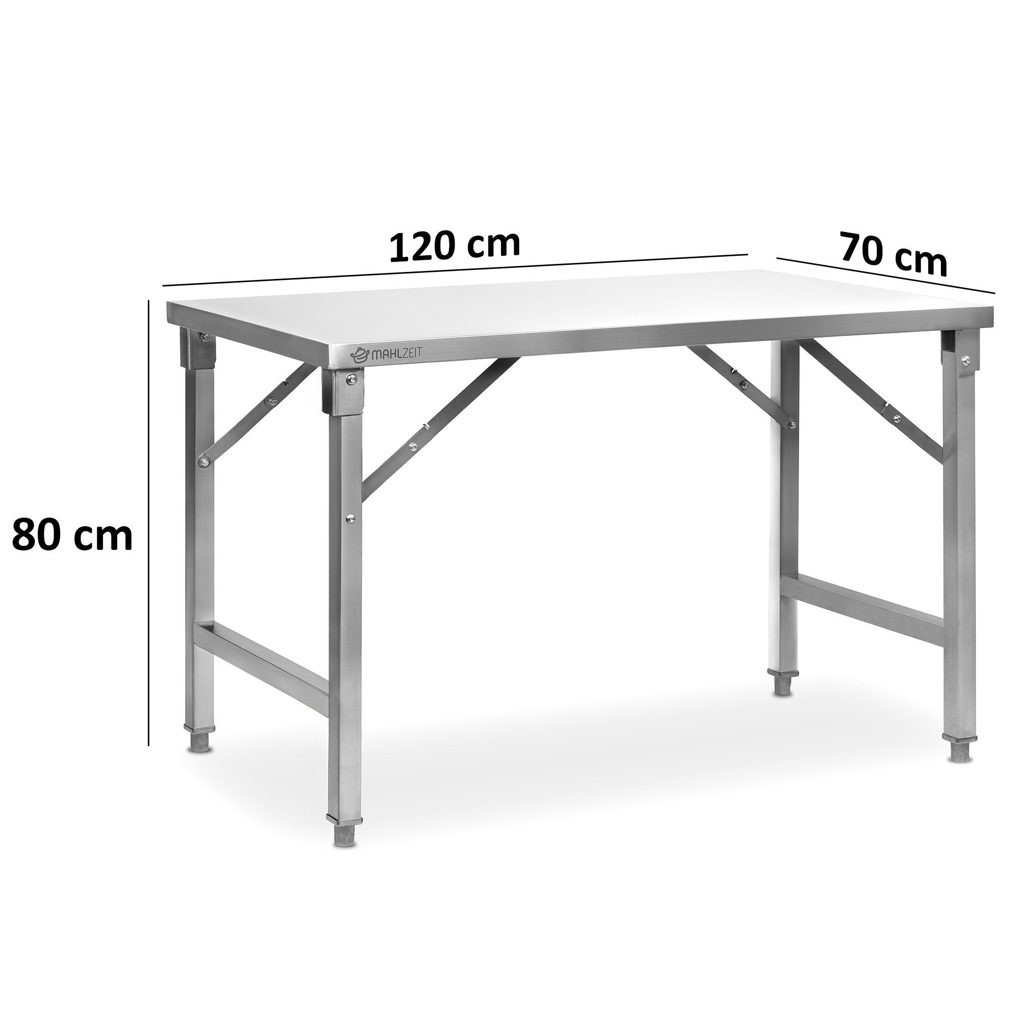 verstellbare 120 80 Edelstahltisch, Arbeitstisch, Küchentisch Küchentisch (1-St), Mahlzeit x cm, Füße 70 x