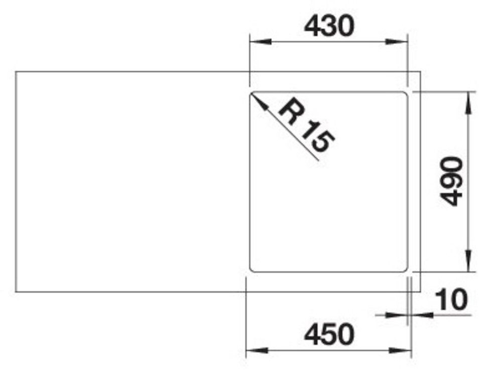 Einbau Blanco R12, Edelstahlspüle geeignet St), zum 50/44 (1 400-IF/A wechselseitigen cm, SUPRA eckig,