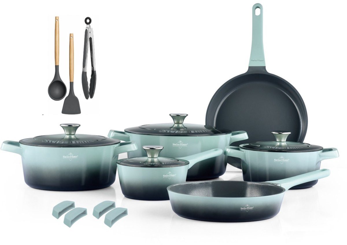 Swiss-Haus Topf-Set Swiss Haus® ZL3017G Induktions-Kochgeschirr-Set – 17-teilig Grün