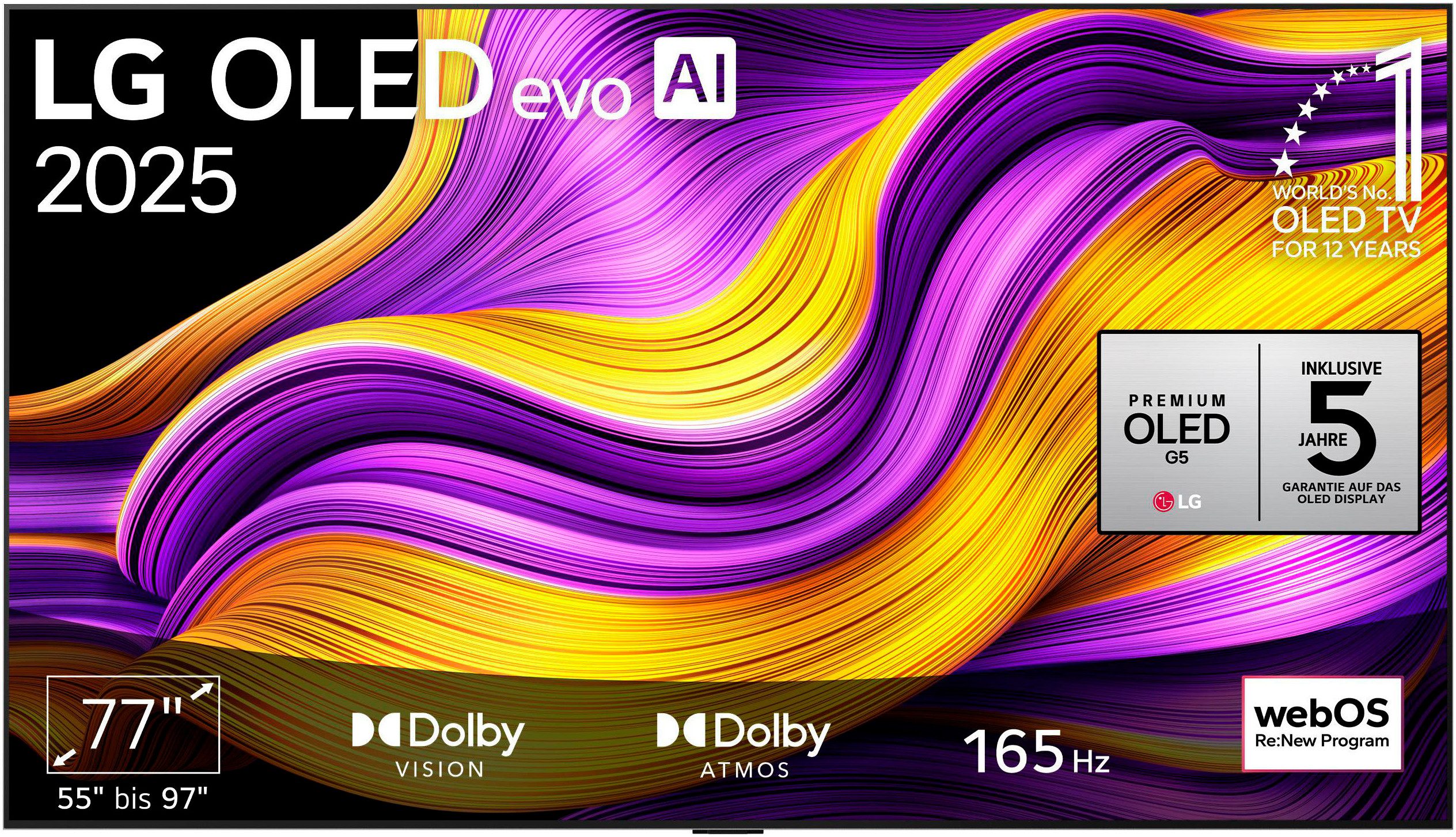Valentinstagsgeschenk LG OLED77G57LW OLED-Fernseher (195 cm/77 Zoll, 4K Ultra HD, Smart-TV), schwarz|silberfarben
