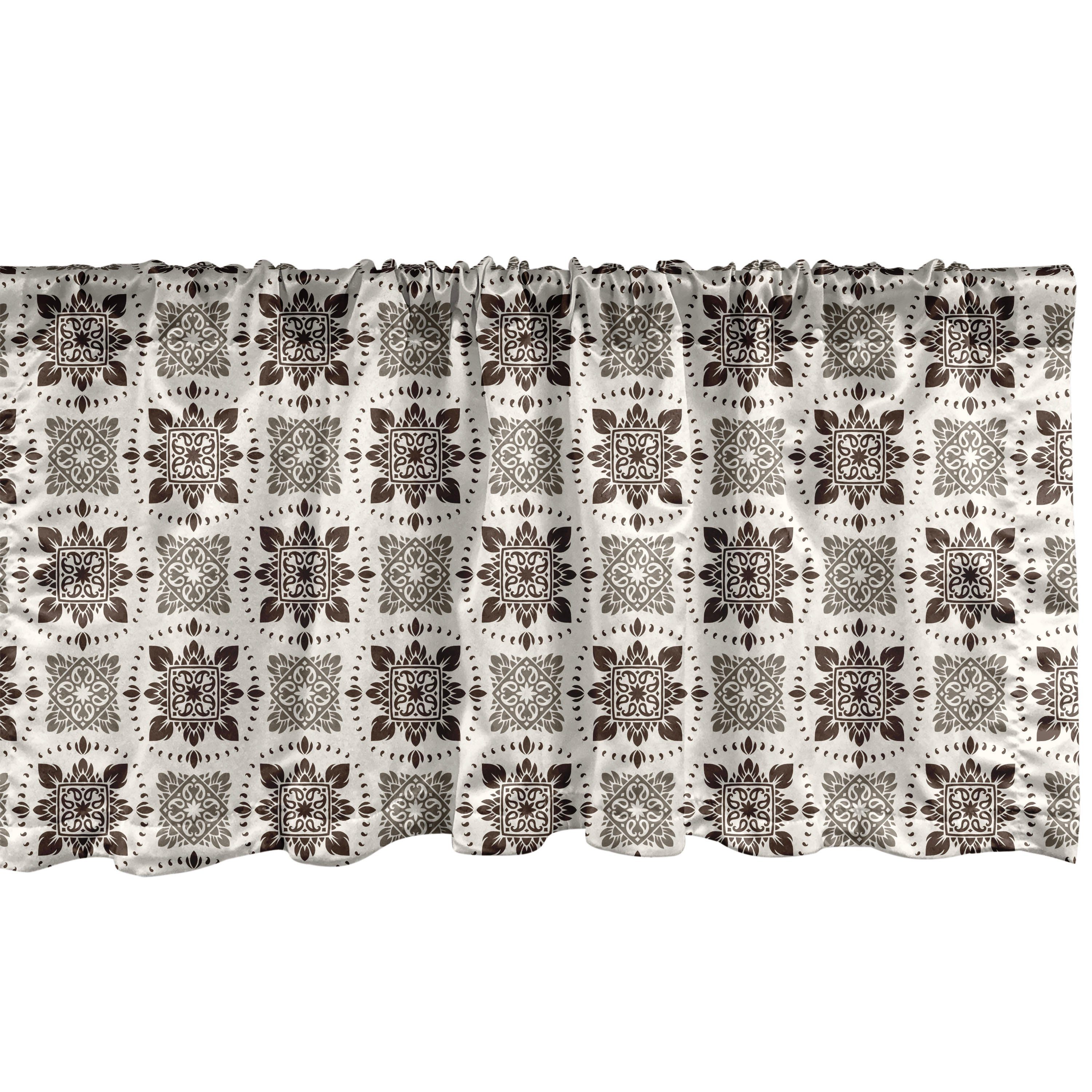 Scheibengardine Vorhang Volant für Küche Schlafzimmer Dekor mit Stangentasche, Abakuhaus, Microfaser, Jahrgang Modernisierte Damast-Art-Kunst