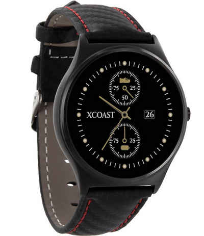 X-Watch QIN XW PRO Smartwatch iphone Smartwatch (1,22 Zoll), Pulsuhr, Herzfrequenzmesser, Blutdruckmessung, Anrufanzeige, Musiksteuerung, 21 Sportmodi, Schlafmonitoring, Schrittzähler Uhr, Kalorienermittlung, WhatsApp Funktion. Robustes Metallgehäuse