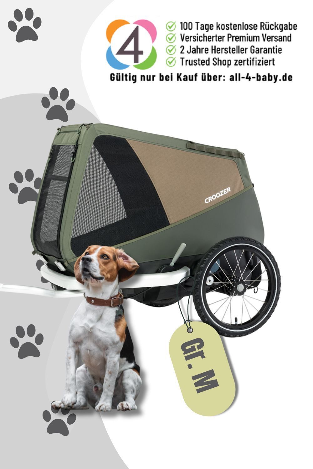 Croozer Fahrradhundeanhänger Dog Enna Hundeanhänger. Für Hunde bis 35 kg.
