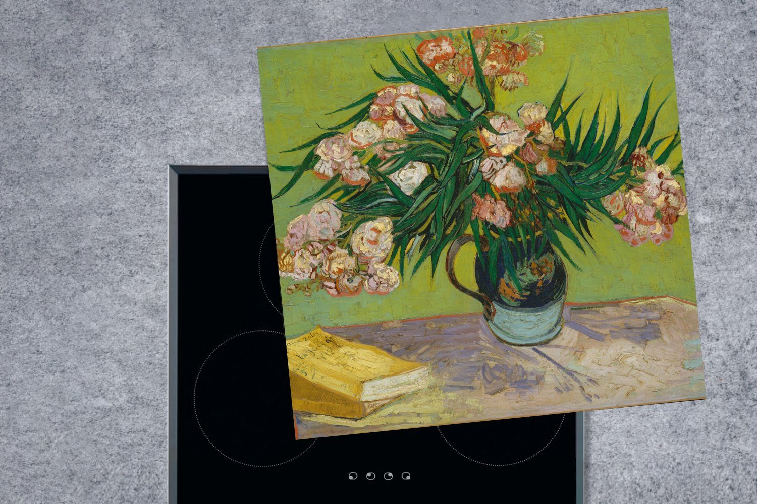 MuchoWow Herdblende-/Abdeckplatte küche (1 Ceranfeldabdeckung, van Gemälde für Vincent von tlg), Arbeitsplatte cm, Gogh, Oleander 78x78 Vinyl, - Der