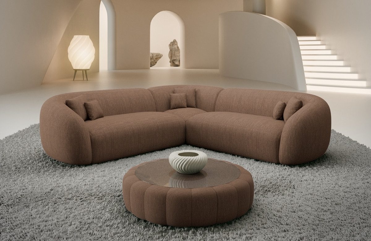 Sofa Dreams Ecksofa Sorelia L Form Luxus Polsterecke, Design Couch, 4-Sitzer, Strukturstoff Bezug in Braun