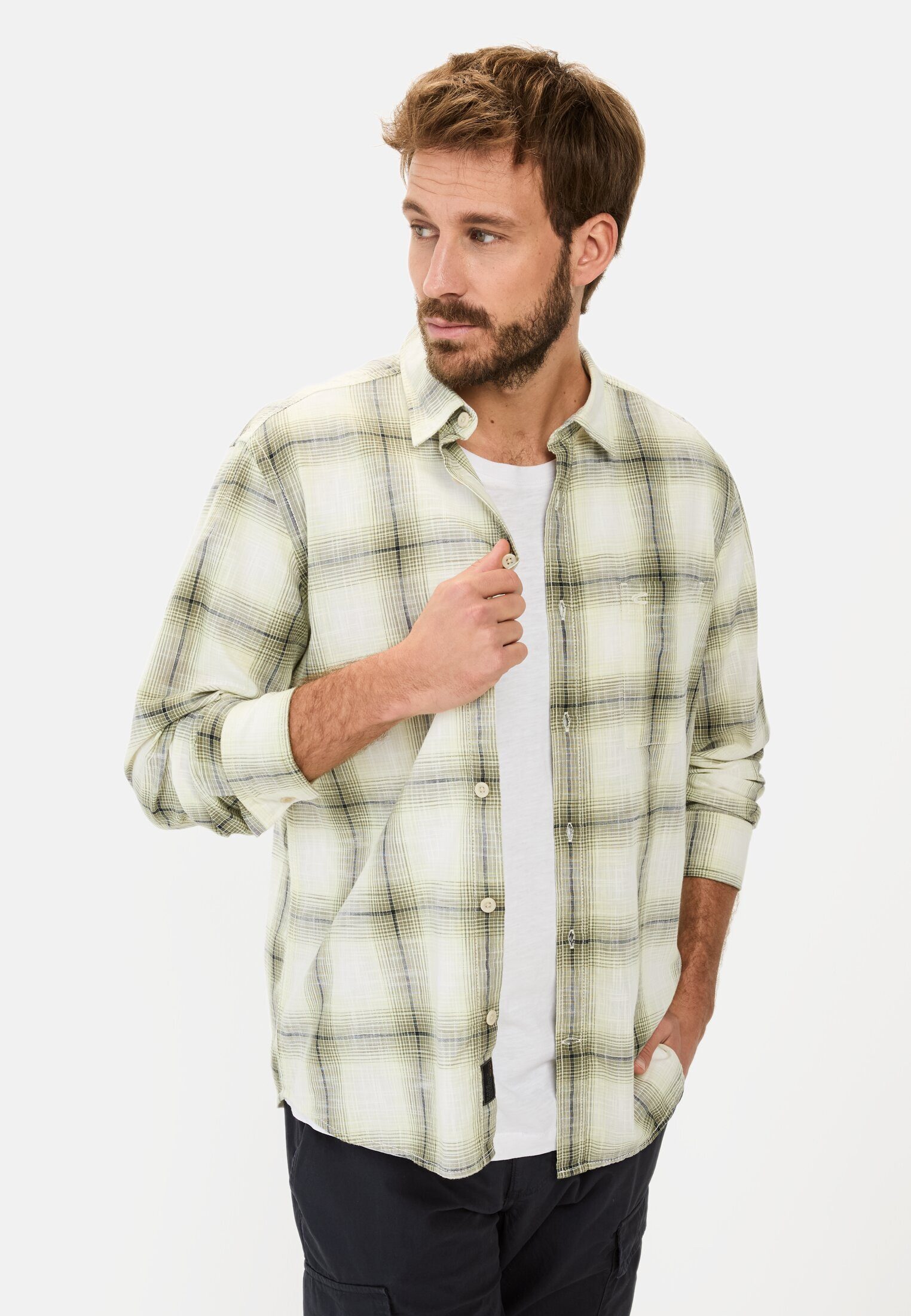 camel active Karohemd aus Baumwolle Langarm Kentkragen Kentkragen günstig online kaufen