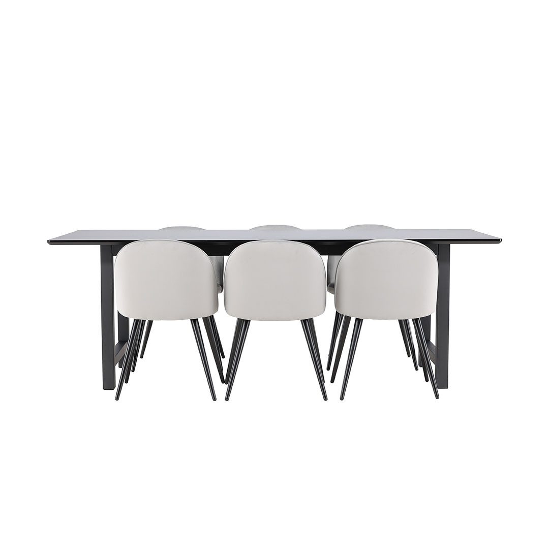 ebuy24 Essgruppe Oslo Essgruppe Esstisch 100x220cm schwarz und 6 Sk, (7-tlg günstig online kaufen