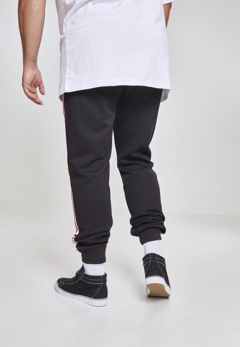 Stoffhose URBAN Stripe CLASSICS TB2393 blk/wht/firered Side 3-Tone Pants Terry 3-Tone Terry Herren (1-tlg) Stripe Side