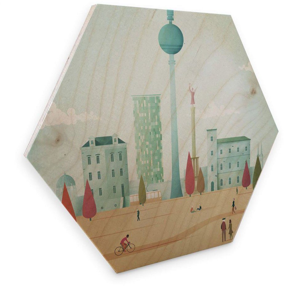 Wall-Art Holzbild Holzbild (1 Retro, St) Geometrisches