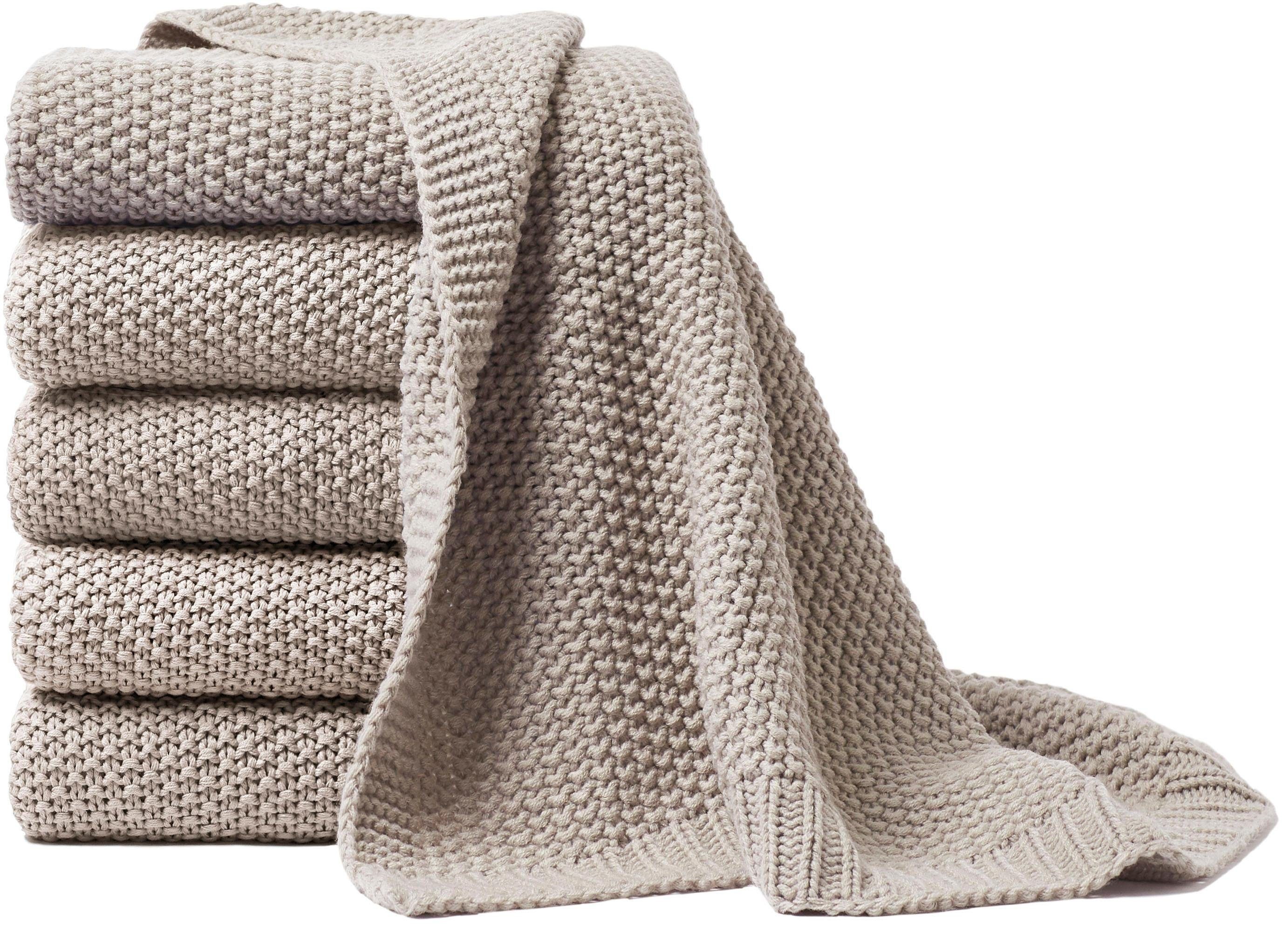 Wohndecke Strick, Primera, mit einer hochwertigen Randverarbeitung, Kuscheldecke