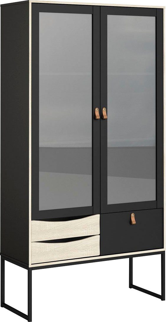 Home affaire Vitrine Stubbe mit zwei Rahmentüren mit Glas-Füllung, 3 Schubladen, Griffe | Vitrinenschränke