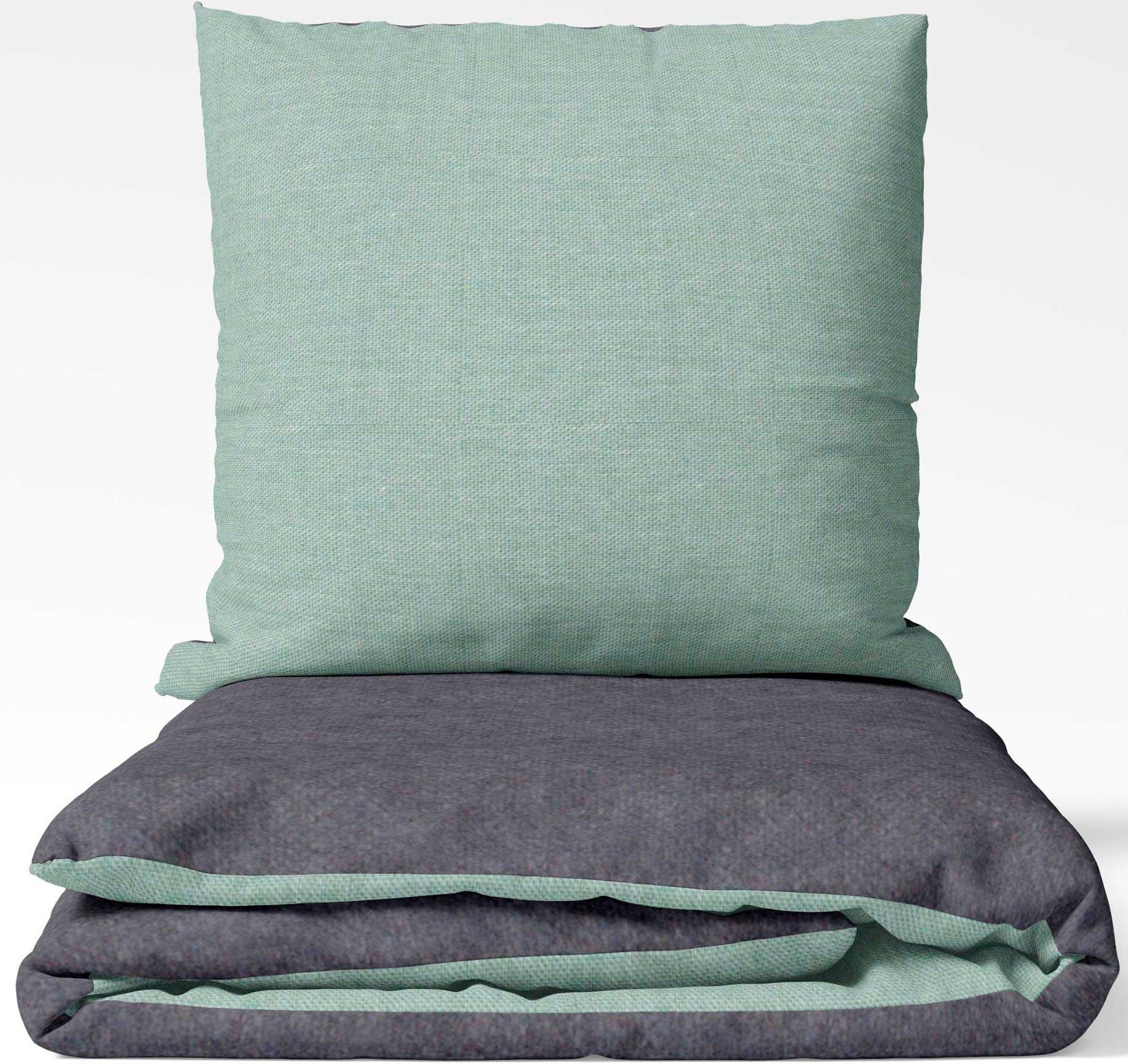 SETEX Wendebettwäsche Feinbiber, Biber, 2 teilig, mit Wendefunktion