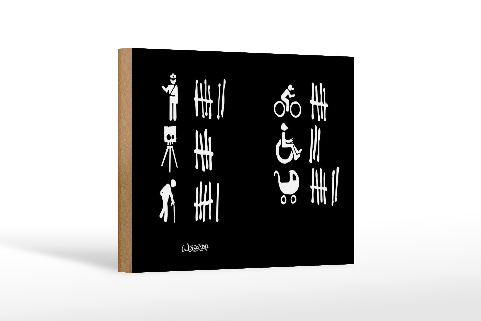 Femer GmbH Holzbild Strichliste 12x18cm Polizei Blitzer Rentner, Sprüche Zitate Lustiges (1 St), Glatte Holzfaserplatte (MDF), vorn beschichtet